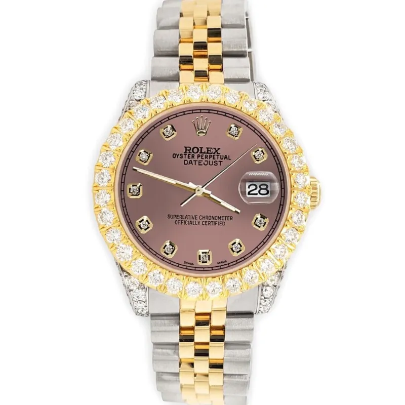 Rolex Datejust 31mm 2-Tone Watch 4.4ct Diamond Salmon Dial/Bezel/Case/Lugs TFJ-142508078 sold by Ruumur
