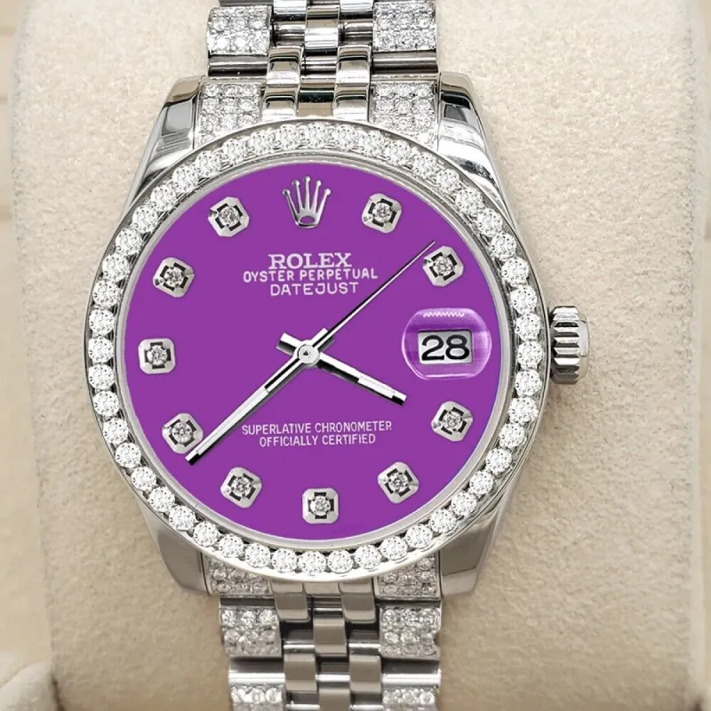 Rolex Datejust 31mm 3.30ct Diamond Bezel/Bracelet/Sangria Purple Watch  TFJ-142508210 sold by Ruumur