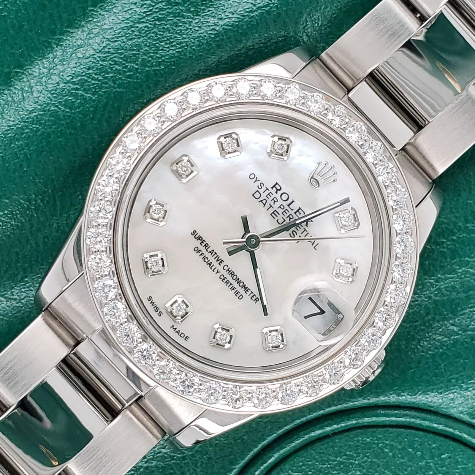 Rolex Datejust Midsize 31mm 1.52ct Bezel/White MOP Diamond Dial Oyster Watch TFJ-142507878 sold by Ruumur