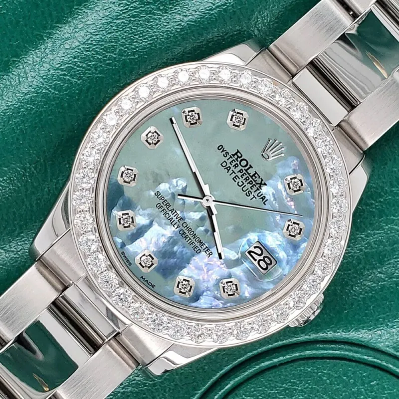 Rolex Datejust Midsize 31mm 1.52ct Bezel/Tahitian Blue Diamond Dial Oyster Watch TFJ-142507886 sold by Ruumur
