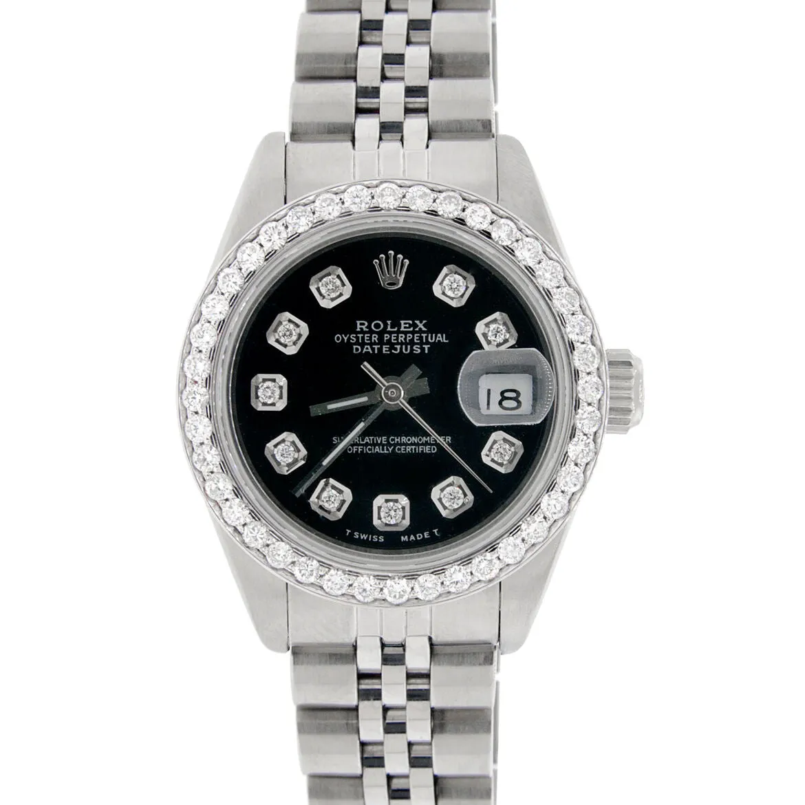 Rolex Datejust Ladies 26mm Diamond Bezel/Black Dial Jubilee Steel Watch TFJ-142508034 sold by Ruumur