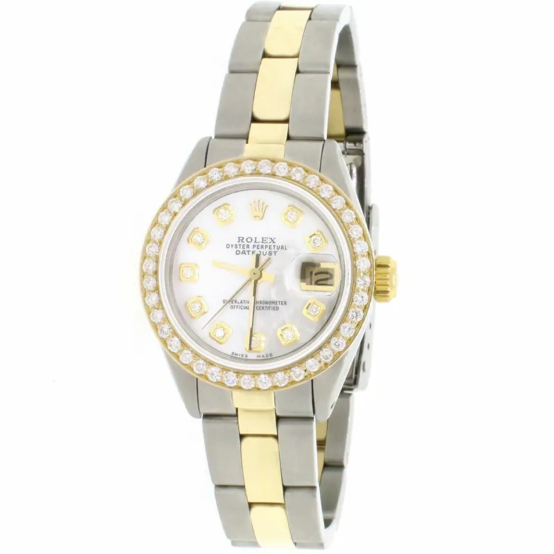 Rolex Datejust Ladies 2-Tone Gold/Steel 26MM Oyster w/MOP Diamond Dial &amp; Bezel TFJ-142508048 sold by Ruumur