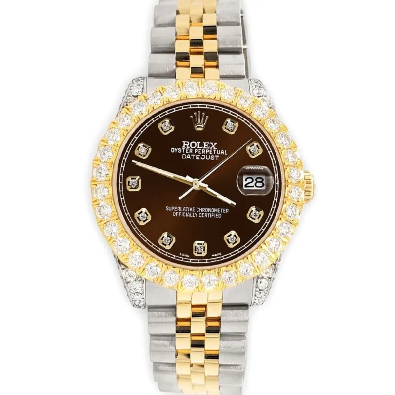 Rolex Datejust 31mm 2-Tone Watch 4.4ct Diamond Chocolate Dial/Bezel/Case/Lugs TFJ-142508089 sold by Ruumur