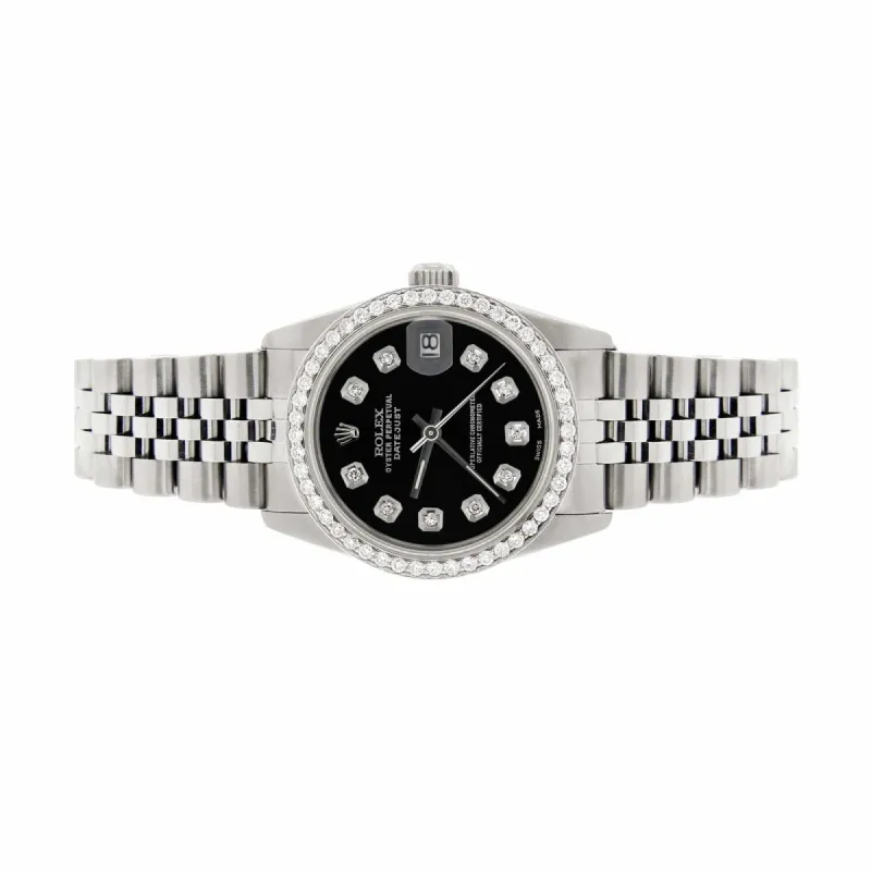 Rolex Datejust 31mm S/S Jubilee Women's Watch with Black Dial &amp; Diamond Bezel TFJ-142508077 sold by Ruumur