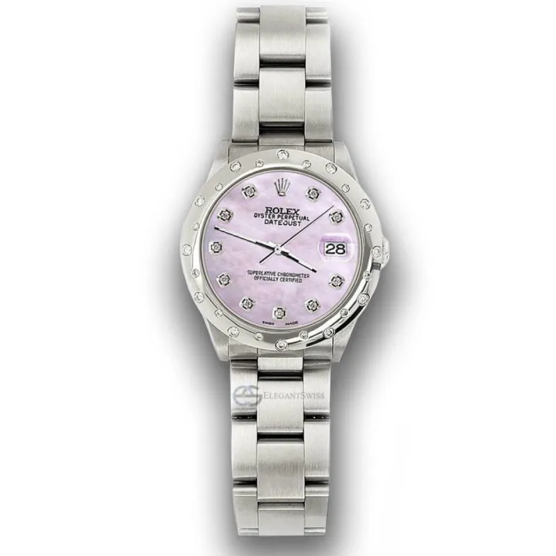 Rolex Datejust Midsize 31mm Domed 24 Diamonds Bezel/Pink Pearl Dial Watch 78240 TFJ-142508778 sold by Ruumur
