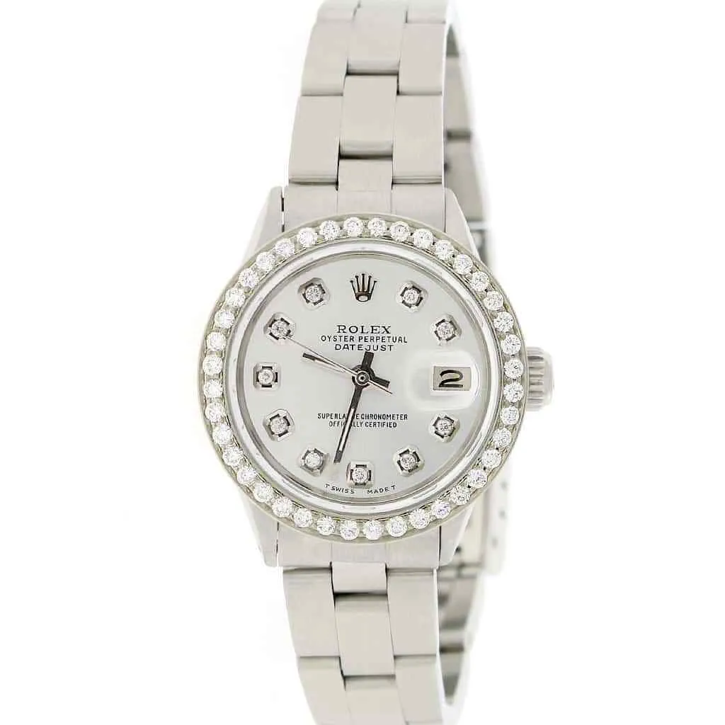 Rolex Datejust Ladies 26mm Diamond Bezel/Silver Diamond Dial Oyster Steel Watch TFJ-142508164 sold by Ruumur