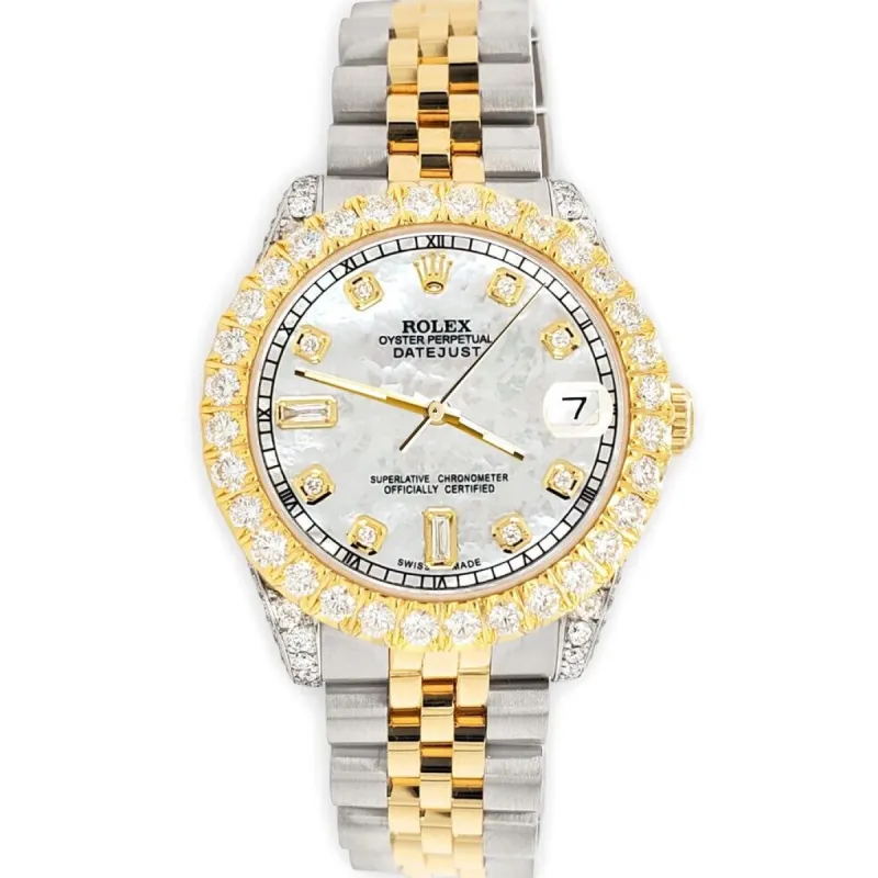 Rolex Datejust 31mm 2-Tone Watch 4.4ct Diamond White MOP Dial/Bezel/Case/Lugs TFJ-142507895 sold by Ruumur