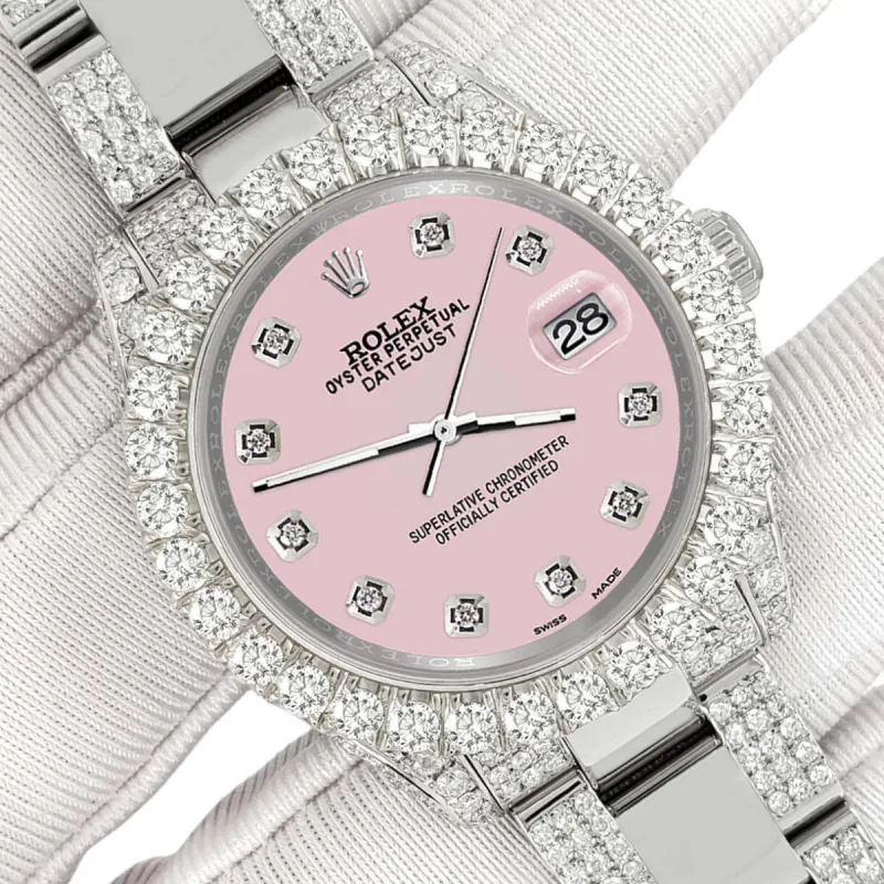 Rolex Datejust 31mm Pave 7.2ct Iced Diamond Orchid Pink Watch TFJ-142508413 sold by Ruumur