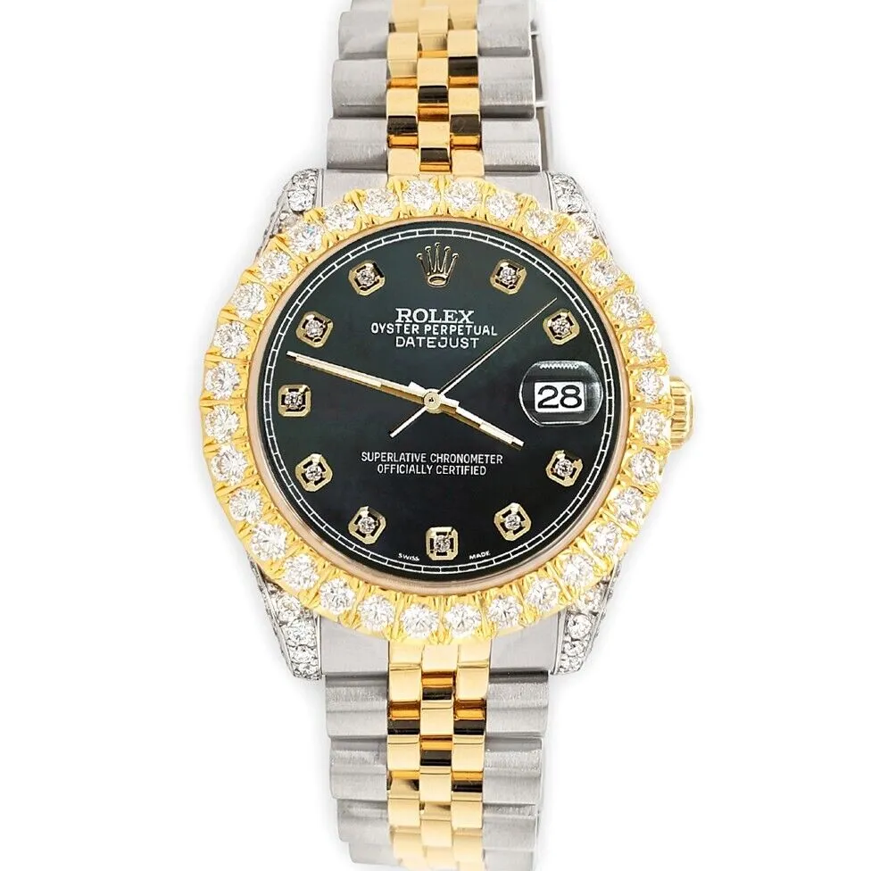Rolex Datejust 31mm 2-Tone Watch 4.4ct Diamond Black MOP Dial/Bezel/Case/Lugs TFJ-142508092 sold by Ruumur