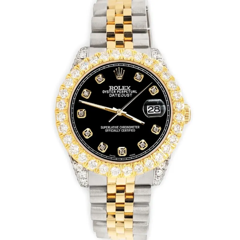Rolex Datejust 31mm 2-Tone  Watch 4.4ct Diamond Black Dial/Bezel/Case/Lugs TFJ-142508093 sold by Ruumur