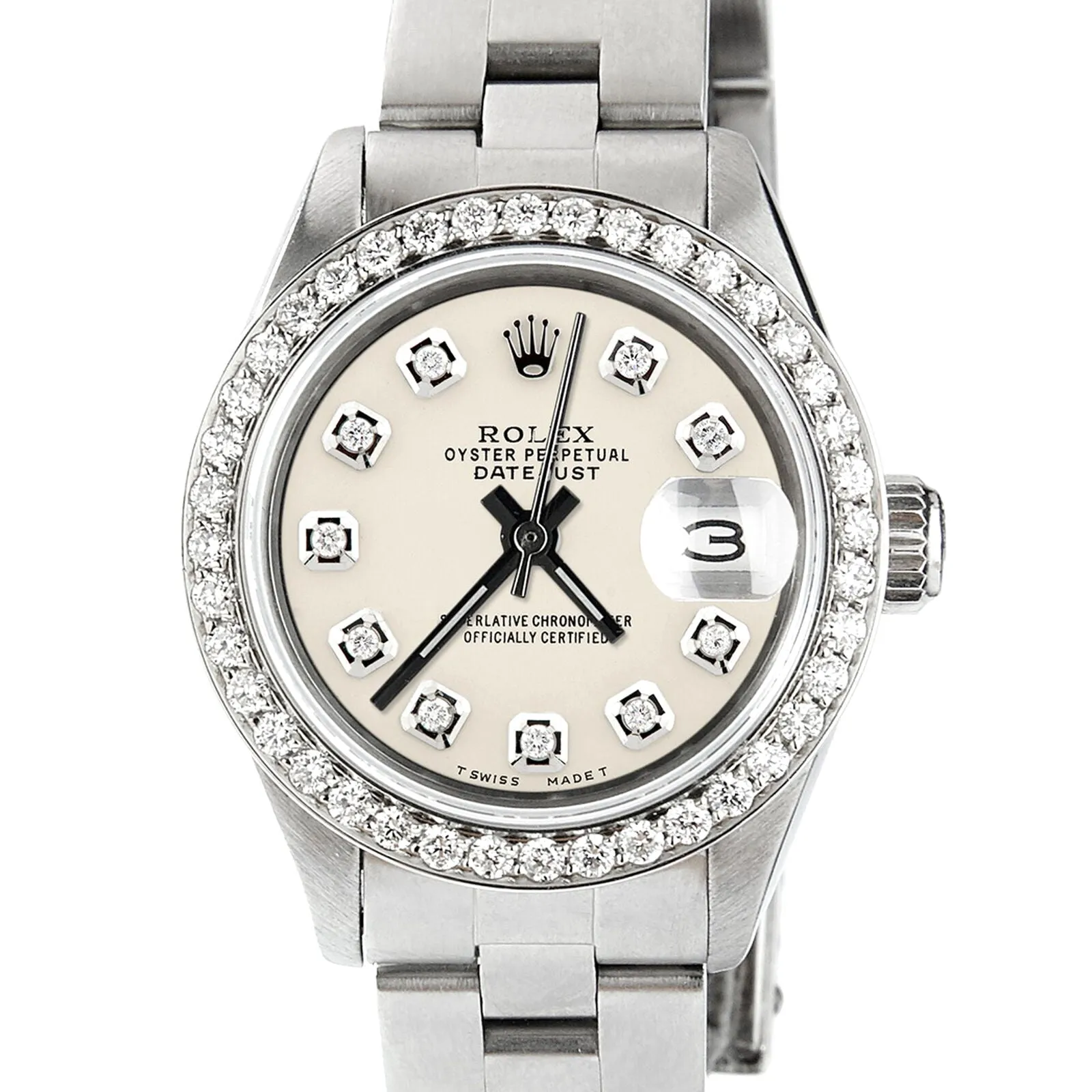 Rolex Datejust Ladies 26mm Diamond Bezel/Ivory Color Dial Oyster Steel Watch TFJ-142508026 sold by Ruumur
