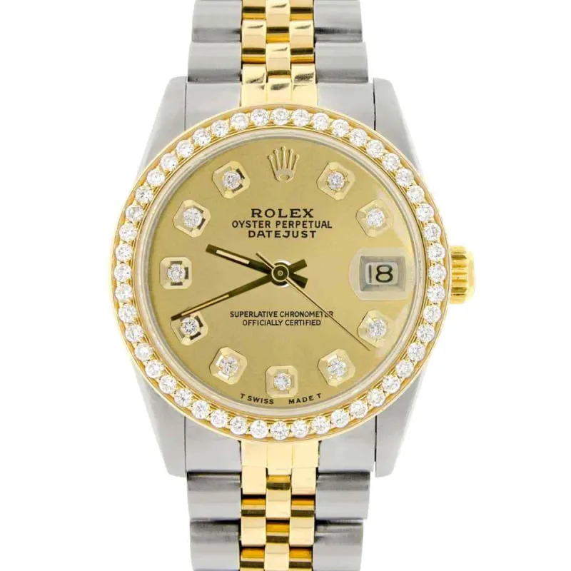 Rolex Datejust 2-Tone 18K Gold/SS Midsize 31mm Womens Watch with Champagne Dial  TFJ-142508309 sold by Ruumur