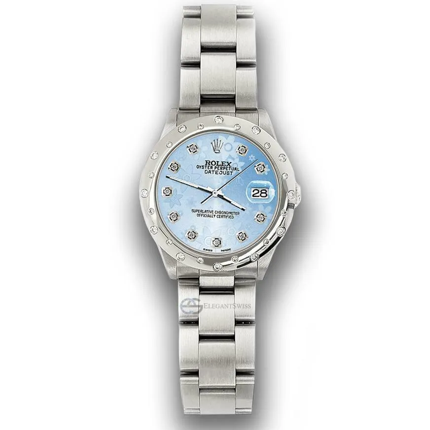 Rolex Datejust Midsize 31mm Domed 24 Diamonds Bezel/Blue Flower Dial Watch 78240 TFJ-142508781 sold by Ruumur