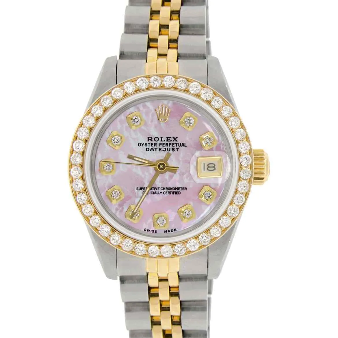 Rolex Datejust Ladies 2-Tone Gold/Steel 26mm Watch Pink MOP Diamond Dial/Bezel TFJ-142508069 sold by Ruumur