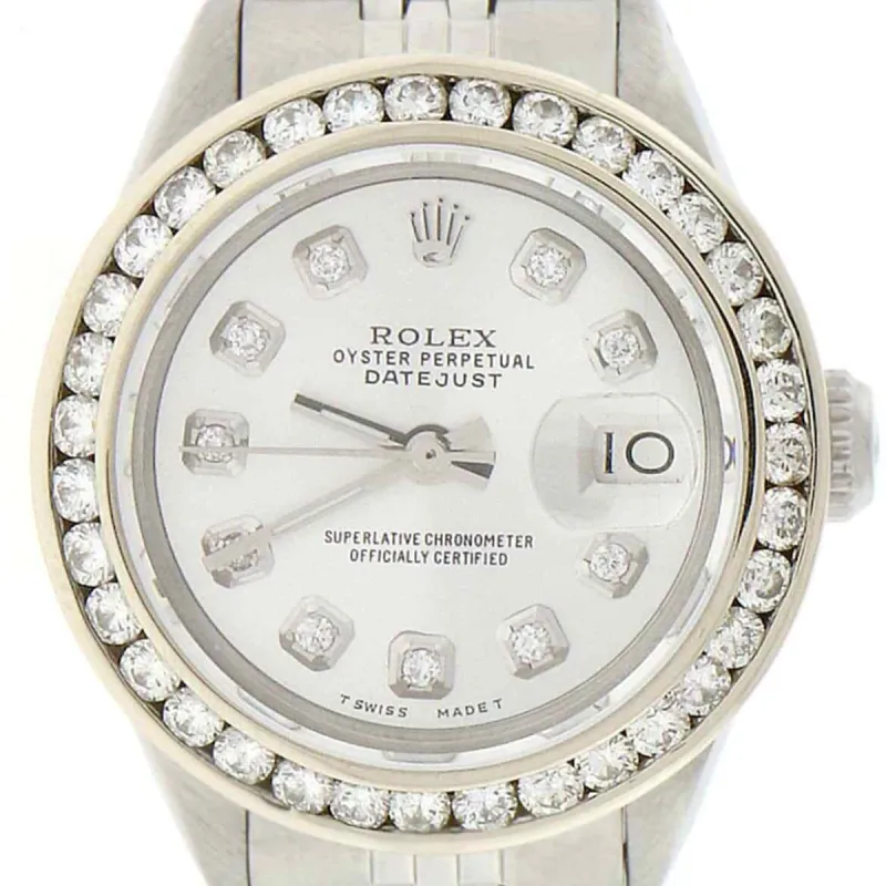 Rolex Datejust Ladies 26mm Diamond Bezel/Silver White Dial Jubilee Steel Watch TFJ-142508098 sold by Ruumur