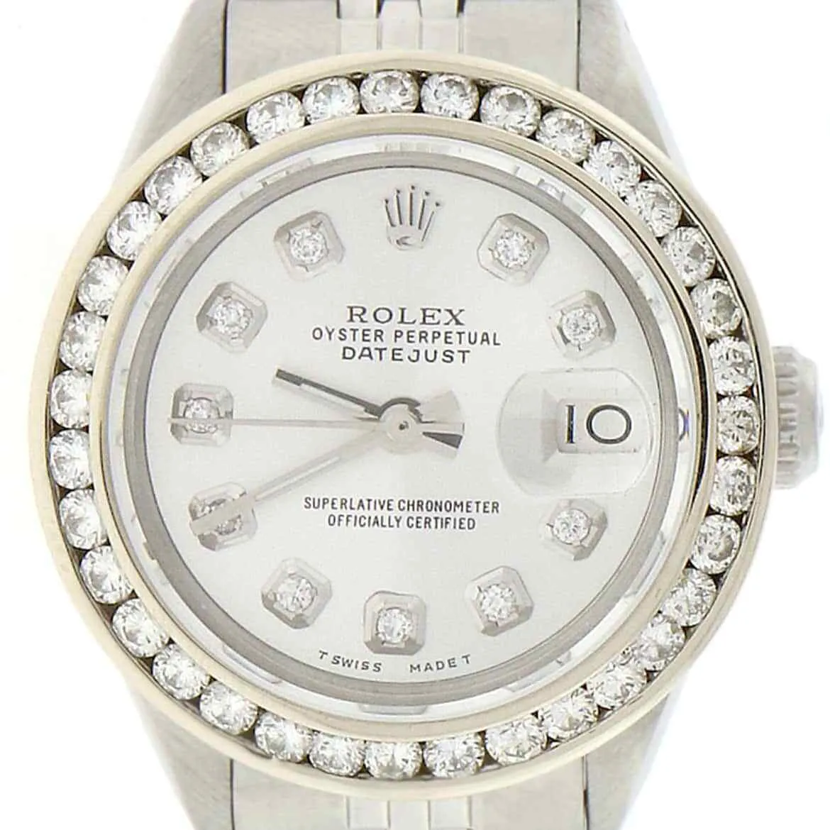 Rolex Datejust Ladies 26mm Diamond Bezel/Silver White Dial Jubilee Steel Watch TFJ-142508098 sold by Ruumur