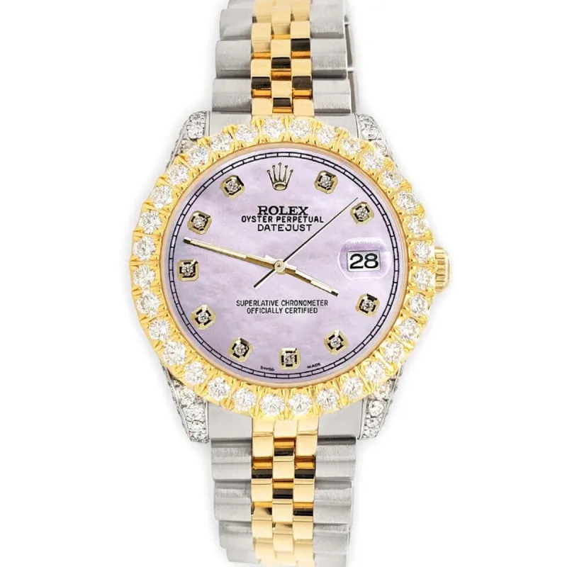 Rolex Datejust 31mm 2-Tone Watch 4.4ct Diamond Pink Pearl Dial/Bezel/Case/Lugs TFJ-142508084 sold by Ruumur