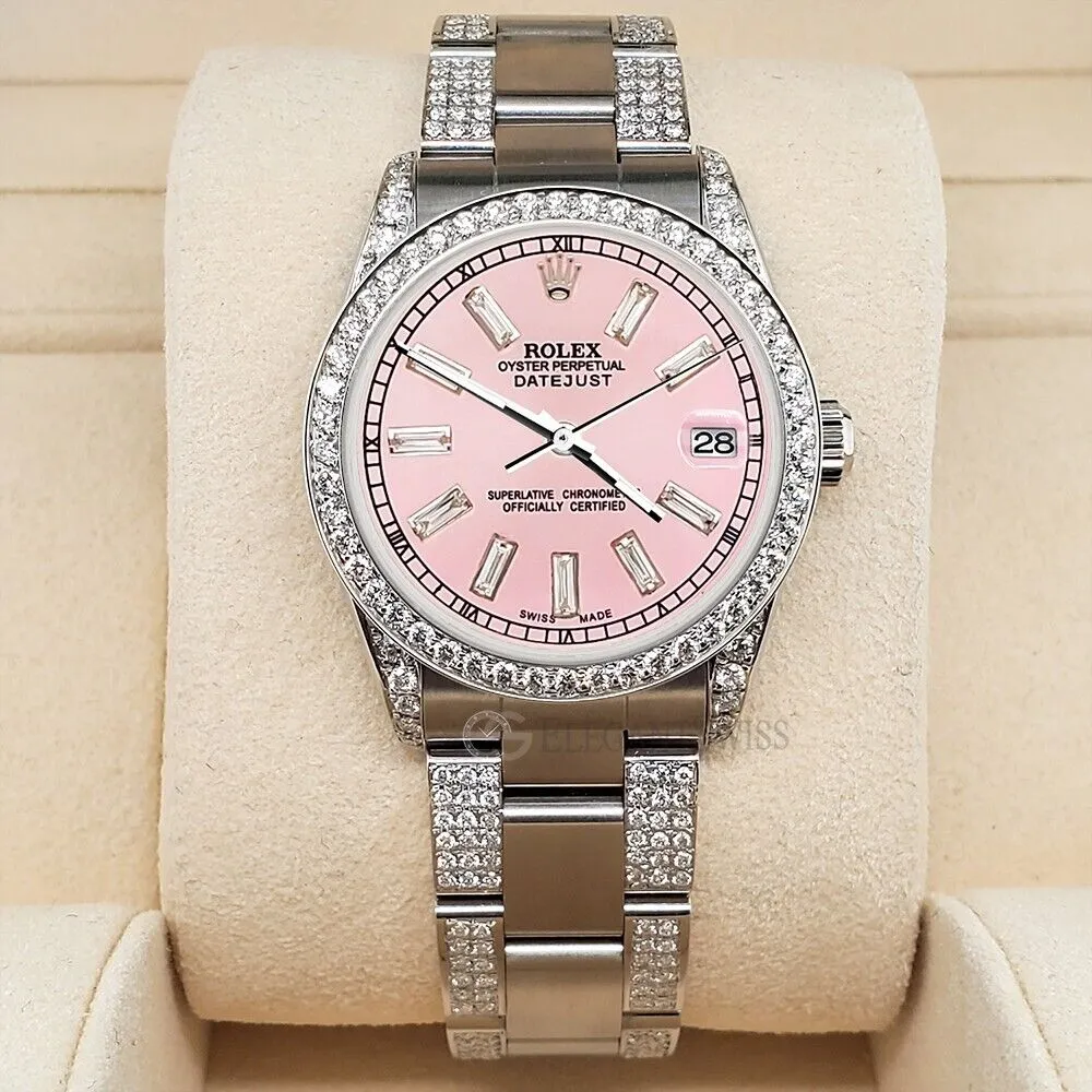 Rolex Datejust 31mm 3.5ct Diamonds With Pink Baguette Dial Steel Watch TFJ-142507919 sold by Ruumur
