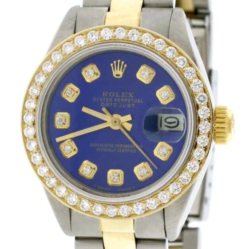 Rolex Datejust Ladies 2-Tone 26MM Diamond Bezel/Blue Dial Oyster Watch TFJ-142508029 sold by Ruumur