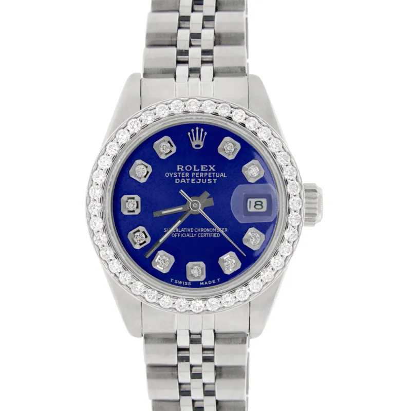 Rolex Datejust Ladies 26mm Diamond Bezel/Royal Blue Dial Jubilee Steel Watch TFJ-142508053 sold by Ruumur