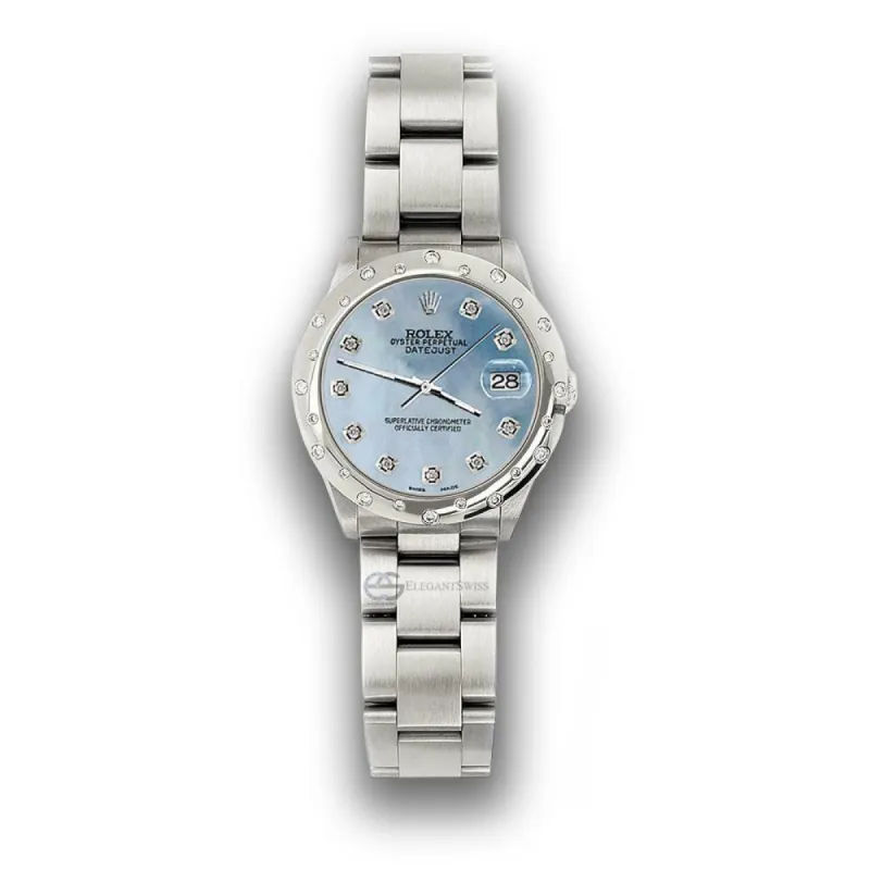 Rolex Datejust Midsize 31mm Domed 24 Diamonds Bezel/Sky Blue TFJ-142508786 sold by Ruumur