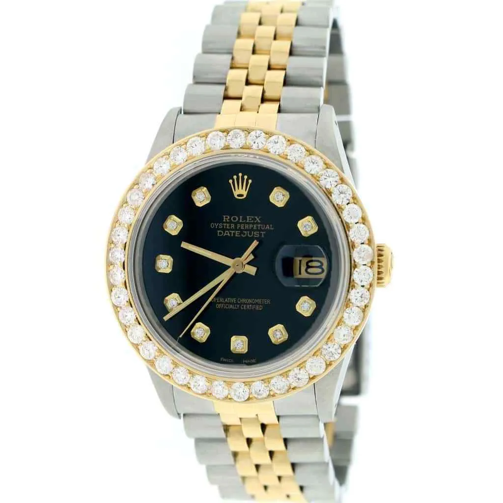 Rolex Datejust 36mm 2-Tone Gold/Steel Watch w/Black Diamond TFJ-142508067 sold by Ruumur
