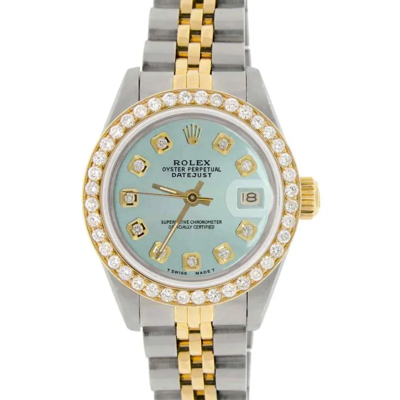 Rolex Datejust Ladies 2-Tone Gold/Steel 26mm Watch w/Blue Dial &amp; Diamond Bezel TFJ-142508060 sold by Ruumur