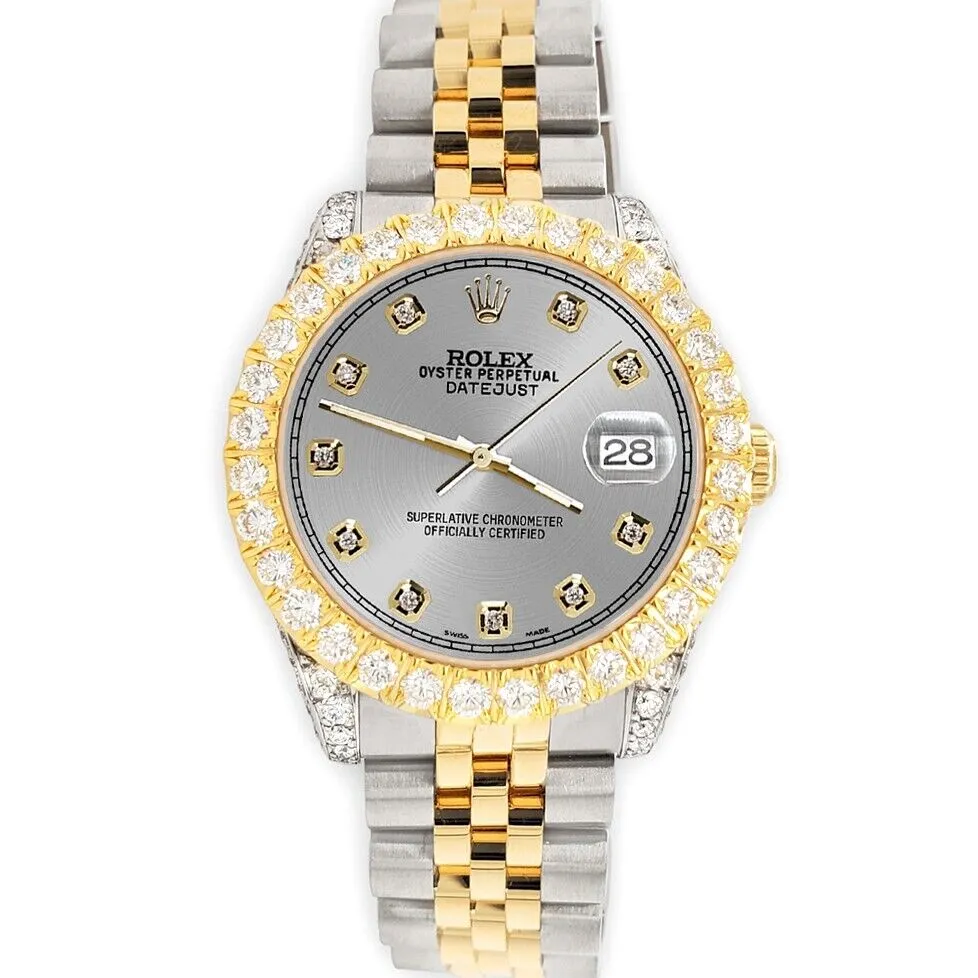 Rolex Datejust 31mm 2-Tone 178273 Watch 4.4ct Diamond Grey Dial/Bezel/Case/Lugs TFJ-142508087 sold by Ruumur