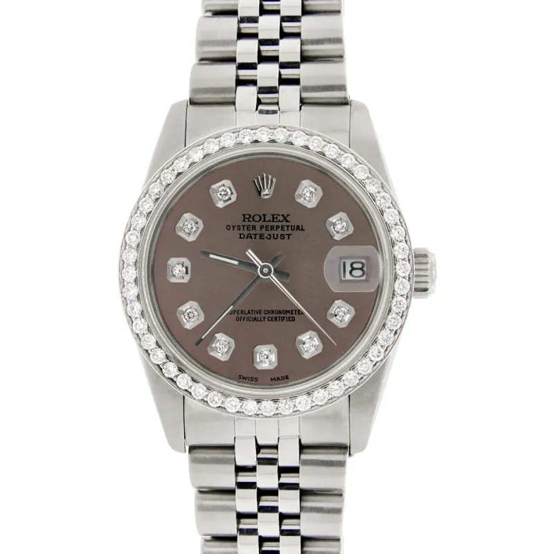 Women's Rolex Datejust 31mm S/S Jubilee Watch w/Chocolate Dial &amp; Diamond Bezel TFJ-142508163 sold by Ruumur