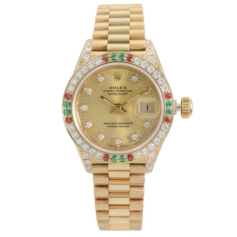 Rolex Datejust 26mm 18k Yellow Gold Custom Diamond Bezel ladies Watch  TFJ-142508739 made by Ruumur