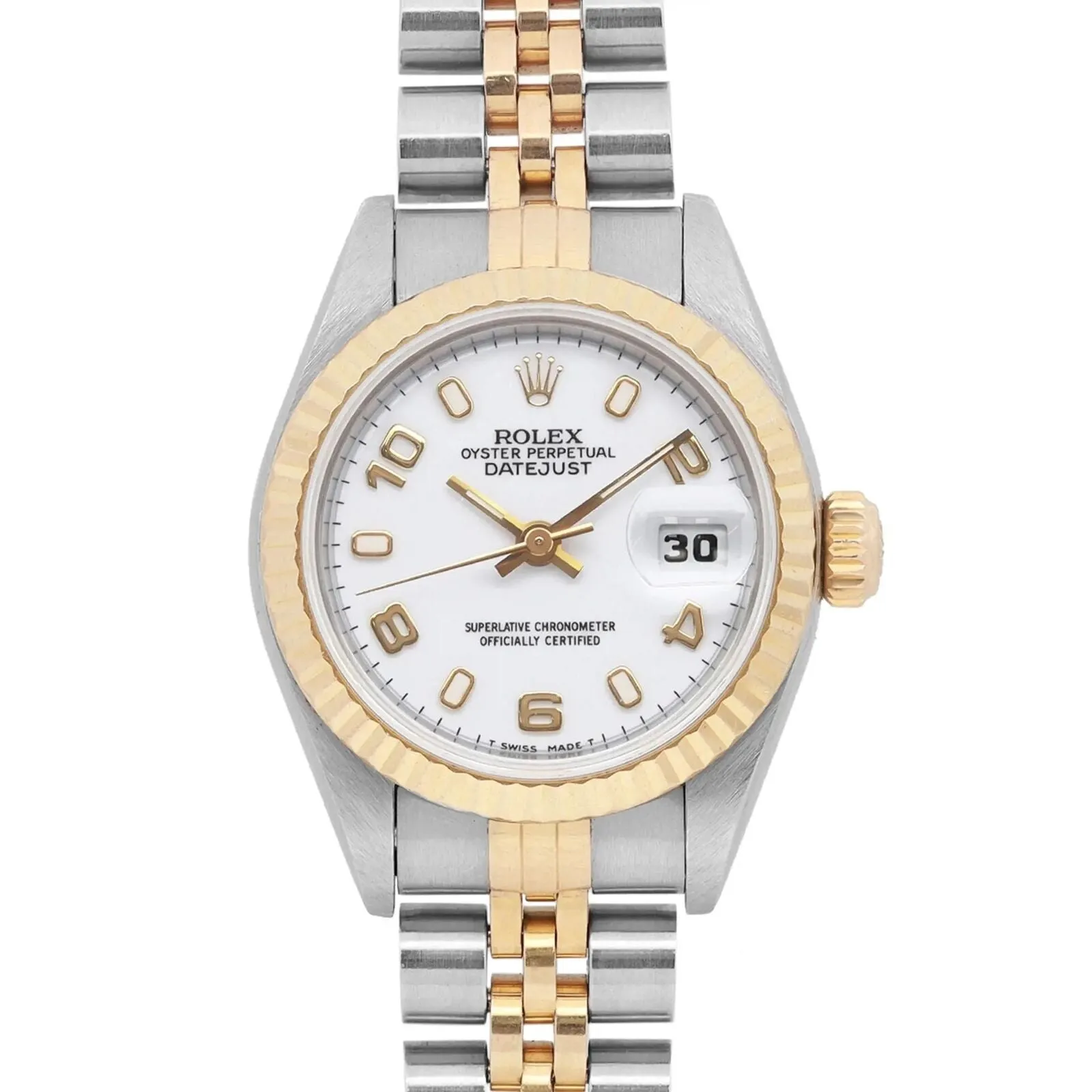 Rolex Datejust 26mm 18K Gold Steel No Holes Case White Dial Ladies Watch TFJ-142508290 sold by Ruumur