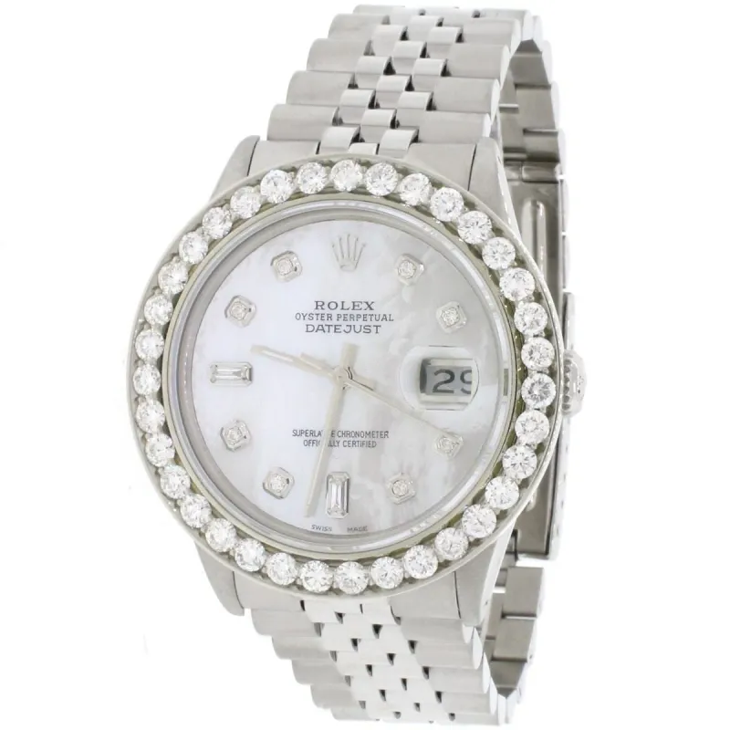 Rolex Datejust 36mm SS Jubilee Watch w/White MOP Diamond Dial/3.65Ct Bezel TFJ-142508056 sold by Ruumur