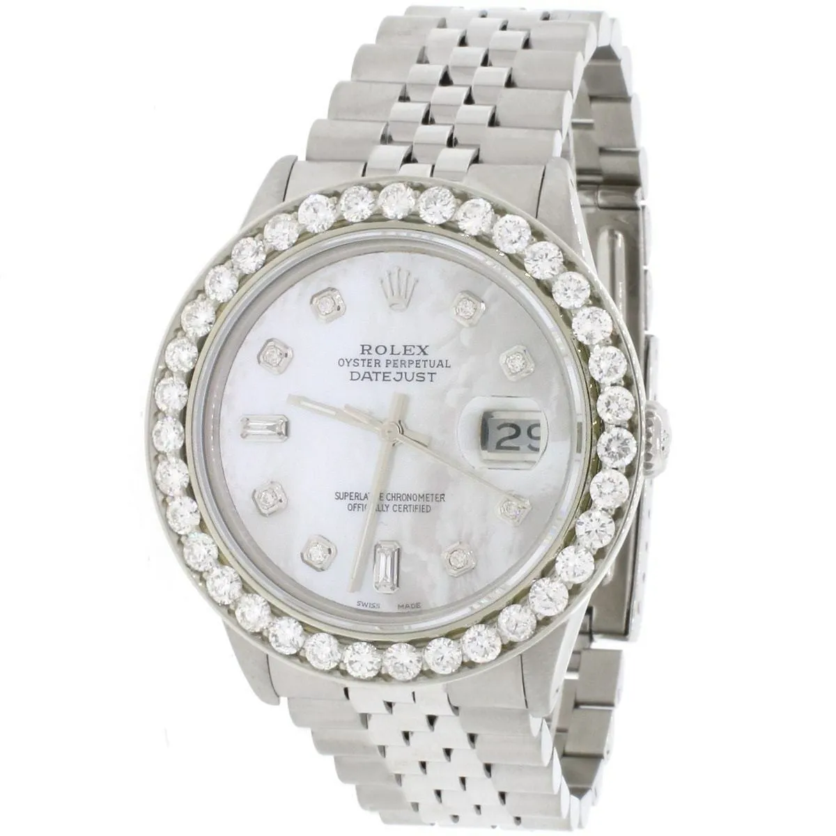 Rolex Datejust 36mm SS Jubilee Watch w/White MOP Diamond Dial/3.65Ct Bezel TFJ-142508056 sold by Ruumur