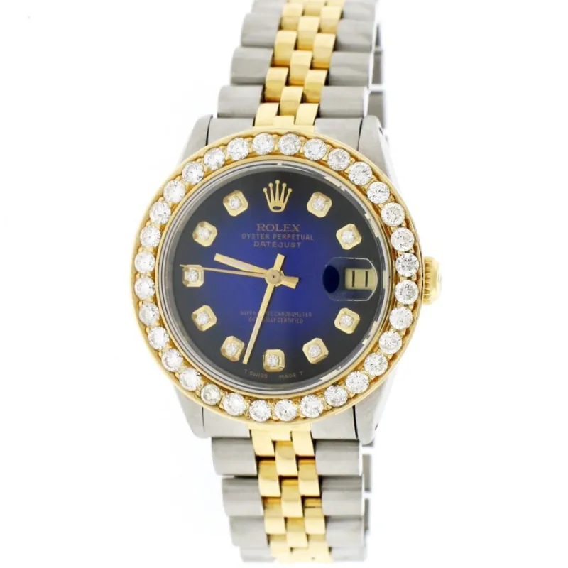Rolex Datejust 2-Tone Gold/Steel 31mm Womens w/Blue Diamond Dial   TFJ-142508059 sold by Ruumur