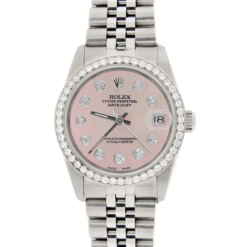 Rolex Datejust 31mm S/S Jubilee Women's Watch w/Pastel Pink Dial &amp; Diamond Bezel TFJ-142508150 sold by Ruumur