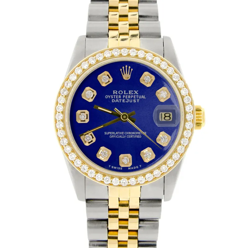 Rolex Datejust 2-Tone Gold/Steel 31mm Womens Watch w/Blue Dial &amp; Diamond Bezel TFJ-142508141 sold by Ruumur