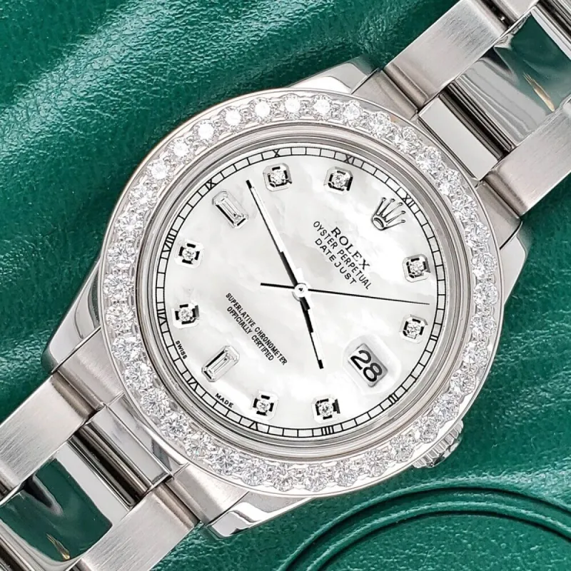 Rolex Datejust Midsize 31mm 1.52ct Bezel/White MOP Baguette Diamond Dial Watch TFJ-142507890 sold by Ruumur