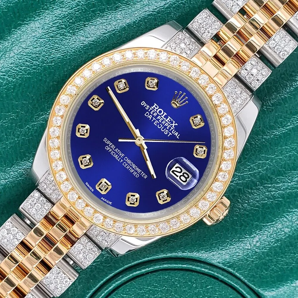 Rolex Datejust 31mm 2-Tone Watch 3.56ct Diamond Navy Blue Dial/Bezel/Bracelet TFJ-142507991 sold by Ruumur