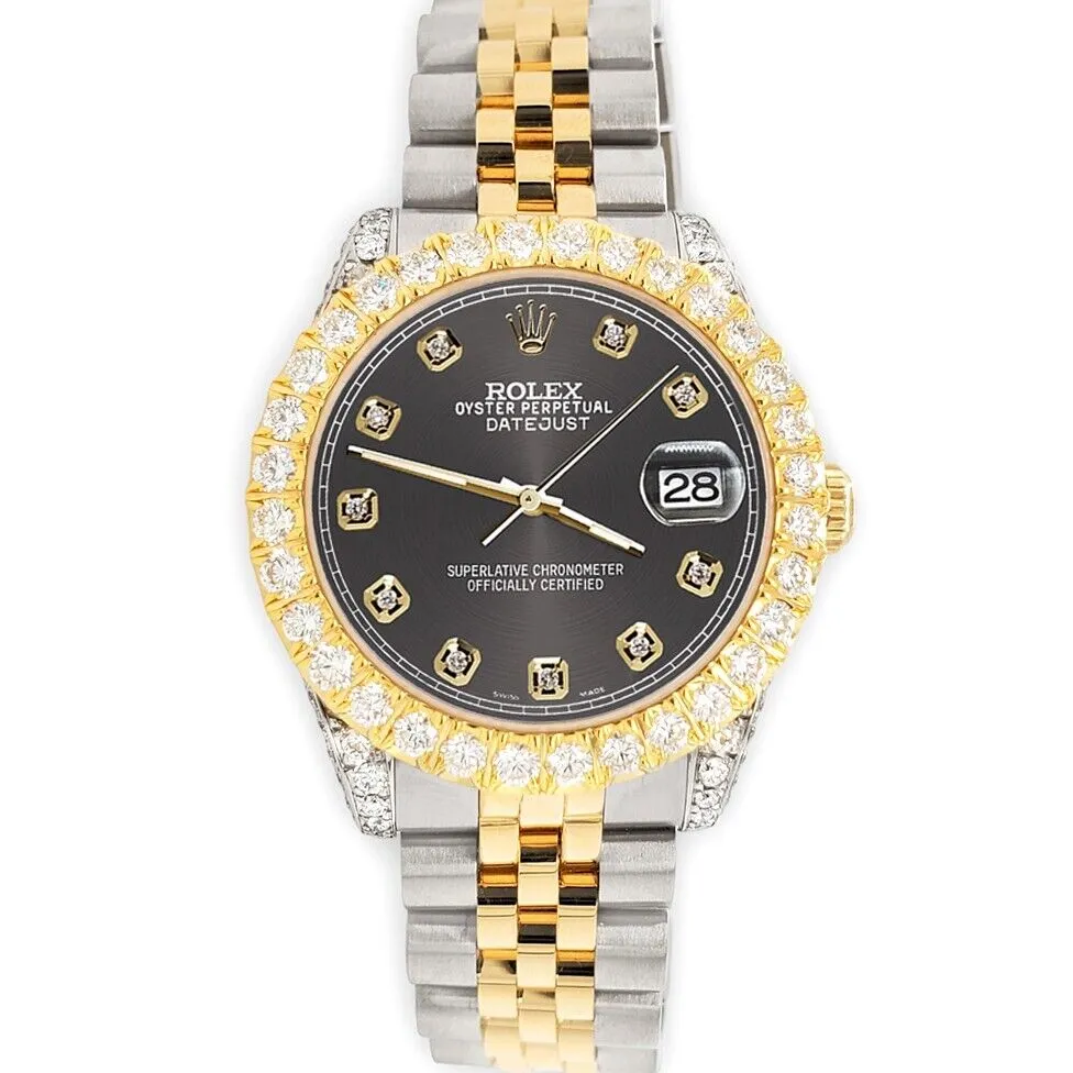 Rolex Datejust 31mm 2-Tone Watch 4.4ct Diamond Rhodium Gray Dial/Bezel/Case/Lugs TFJ-142508082 sold by Ruumur