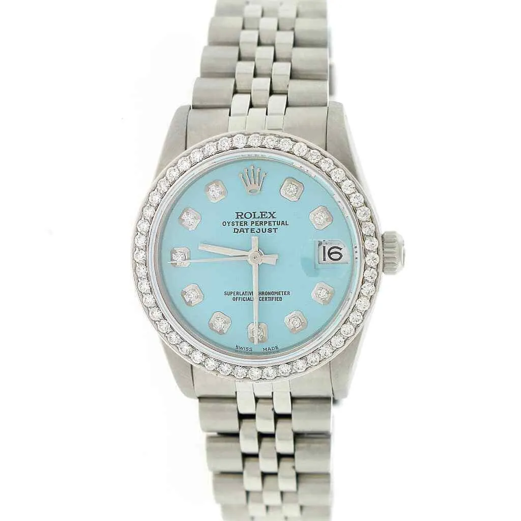 Rolex Datejust Midsize 31mm Steel Jubilee w/Celeste Blue Dial & Diamond Bezel TFJ-142508064 sold by Ruumur