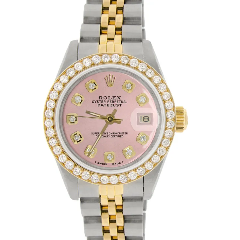 Rolex Datejust Ladies 2-Tone Gold/Steel 26mm Watch w/Pink Dial & Diamond Bezel TFJ-142508174 sold by Ruumur