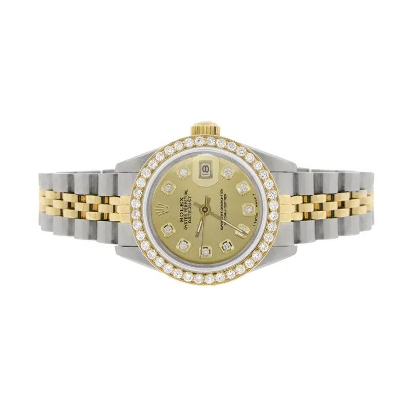 Rolex Datejust Ladies 2-Tone 26mm Diamond Bezel/Champagne Gold Dial Watch TFJ-142508157 sold by Ruumur