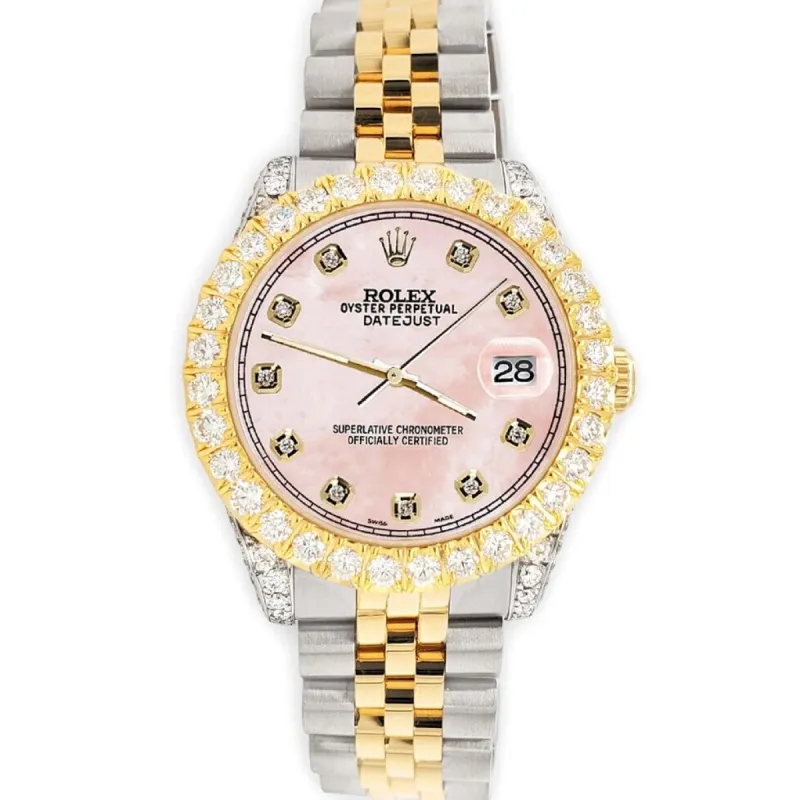 Rolex Datejust 31mm 2-Tone Watch 4.4ct Diamond Pink MOP Dial/Bezel/Case/Lugs TFJ-142508079 sold by Ruumur