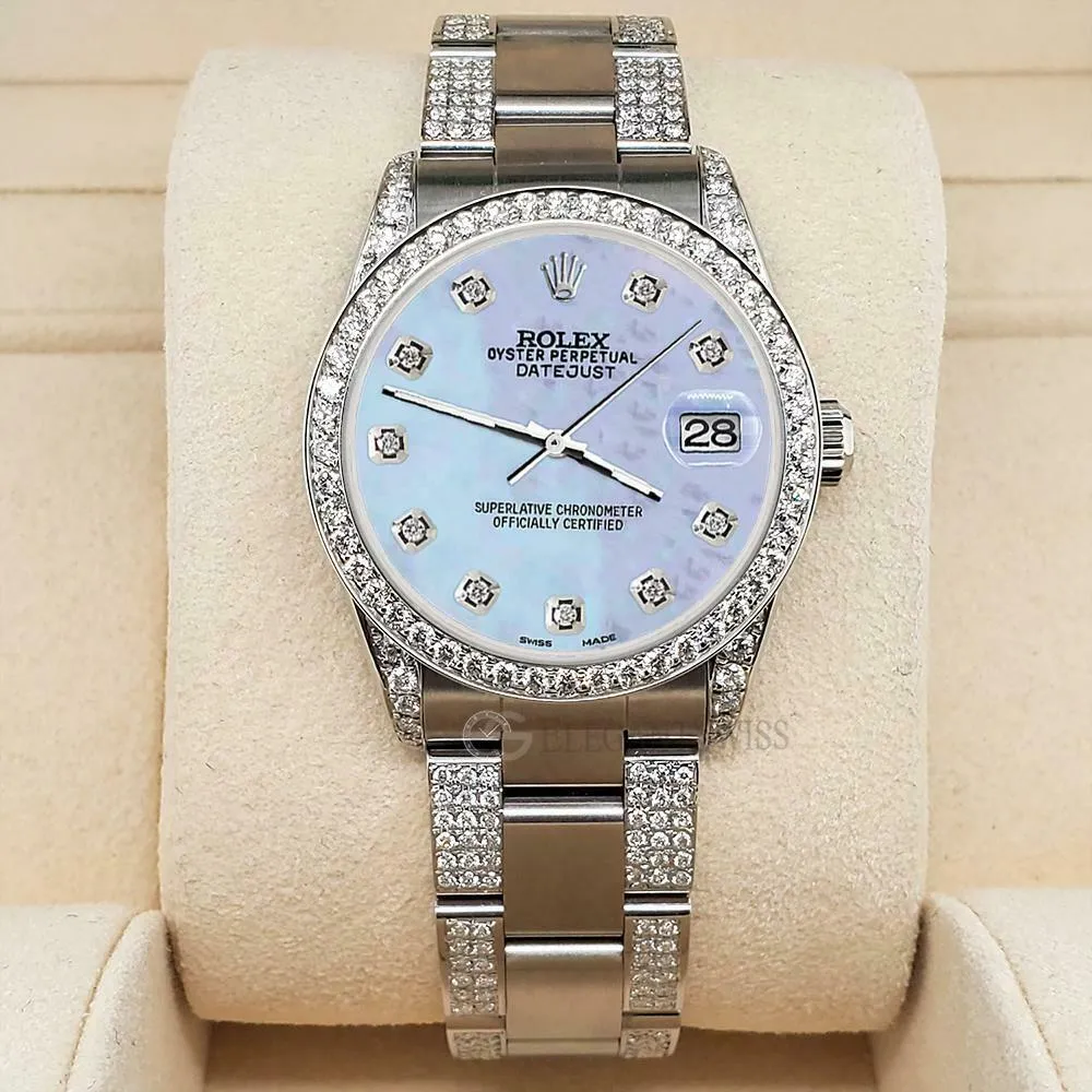 Rolex Datejust 31mm 3.5ct Diamond Bezel/Lugs/Bracelet/Purple MOP Dial Watch TFJ-142508820 sold by Ruumur