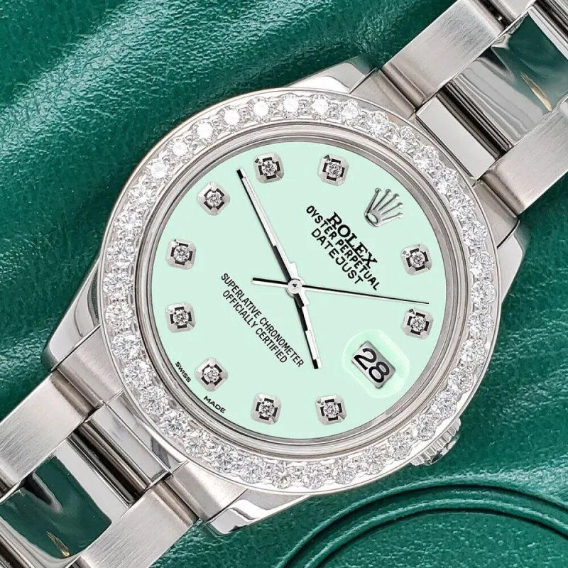 Rolex Datejust Midsize 31mm 1.52ct Bezel/Light Malachite Diamond Dial Watch TFJ-142507888 sold by Ruumur