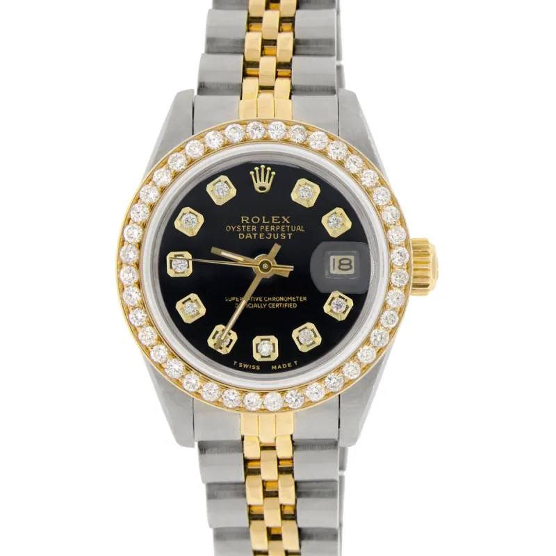 Rolex Datejust Ladies 2-Tone 26mm Diamond Bezel/Black Dial Jubilee Watch TFJ-142508032 sold by Ruumur