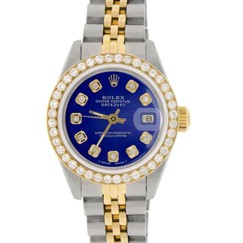 Rolex Datejust Ladies 2-Tone 26mm Diamond Bezel/Royal Blue Dial Jubilee Watch TFJ-142508054 sold by Ruumur