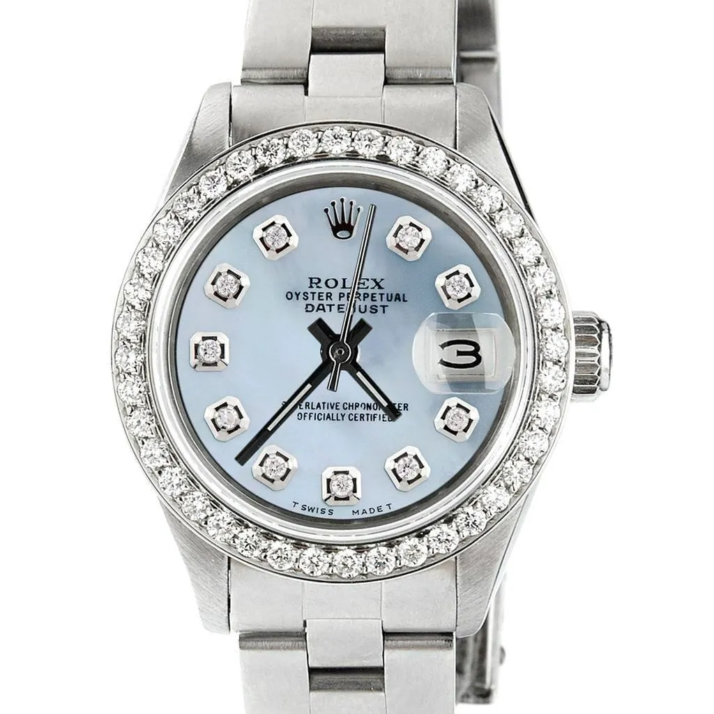 Rolex Datejust Ladies 26mm Diamond Bezel/Blue Carolina MOP Dial Oyster Watch TFJ-142508030 sold by Ruumur