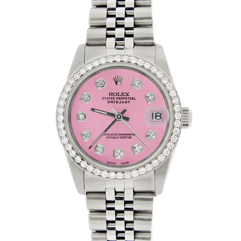 Rolex Datejust 31mm S/S Jubilee Women's Watch with Hot Pink Dial &amp; Diamond Bezel TFJ-142508175 sold by Ruumur