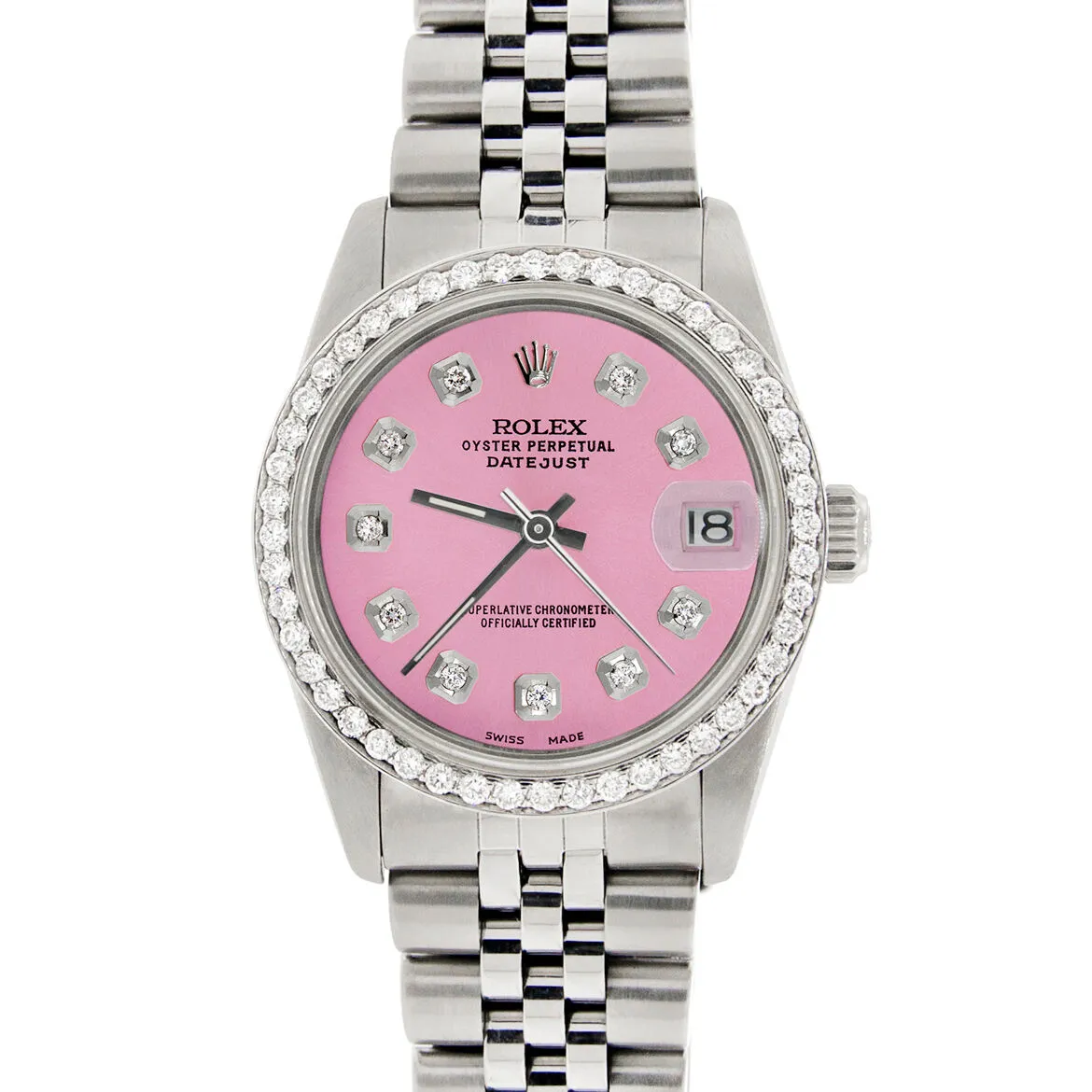 Rolex Datejust 31mm S/S Jubilee Women's Watch with Hot Pink Dial & Diamond Bezel TFJ-142508175 sold by Ruumur